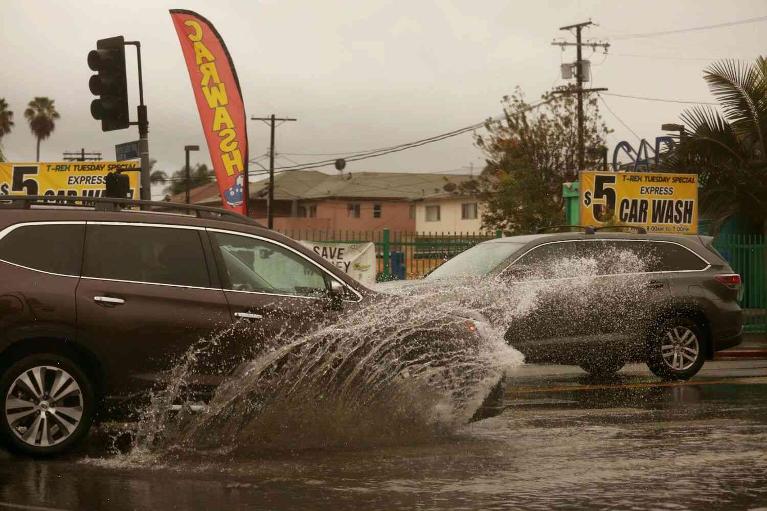 Lake Balboa is a flash flood warning in Los Angeles County